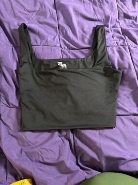 Sleek Black Square-Neck Crop Top